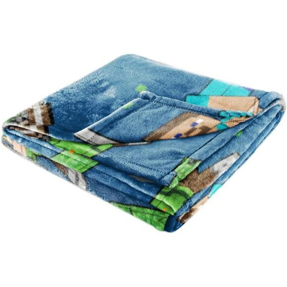 Minecraft fleece throw blanket 46x60 kids bedding gamer creeper skeleton steve a - Picture 7 of 8